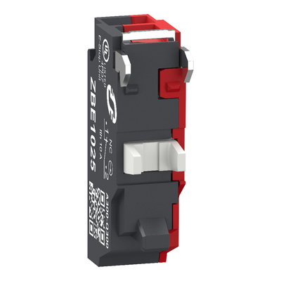 Single contact block, Harmony XB4, Hamony XB5, silver alloy, compact push in terminals, 1 NC