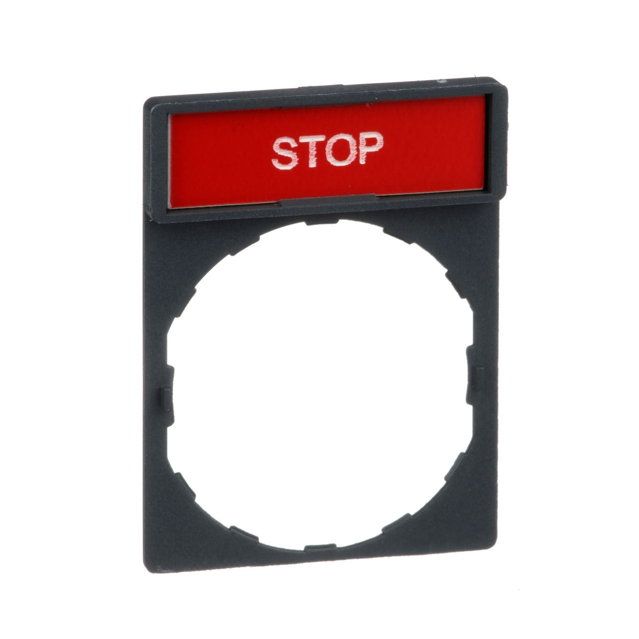 Legend holder 30 x 40 mm with legend 8 x 27 mm with marking STOP