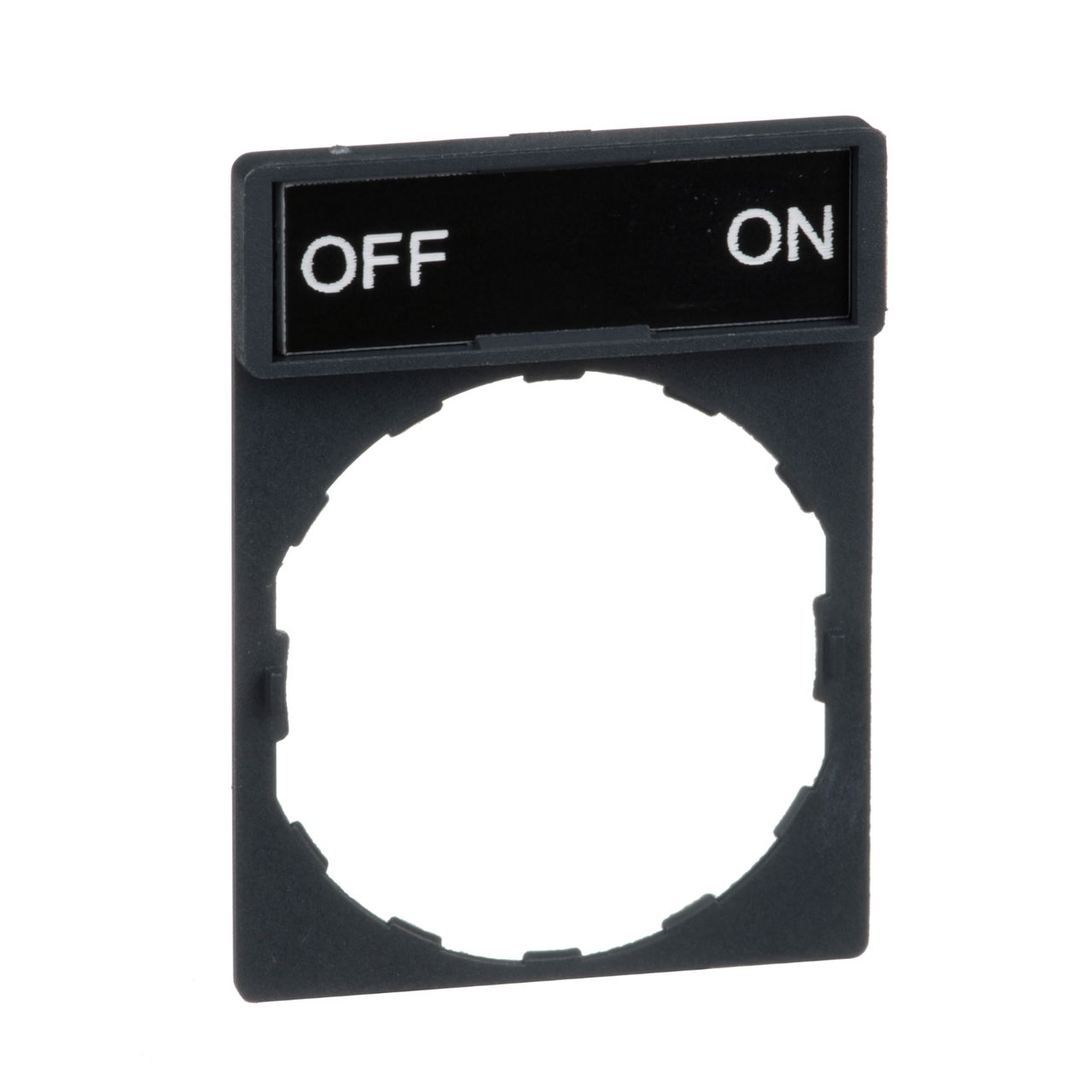 Legend holder 30 x 40 mm with legend 8 x 27 mm with marking OFF-ON