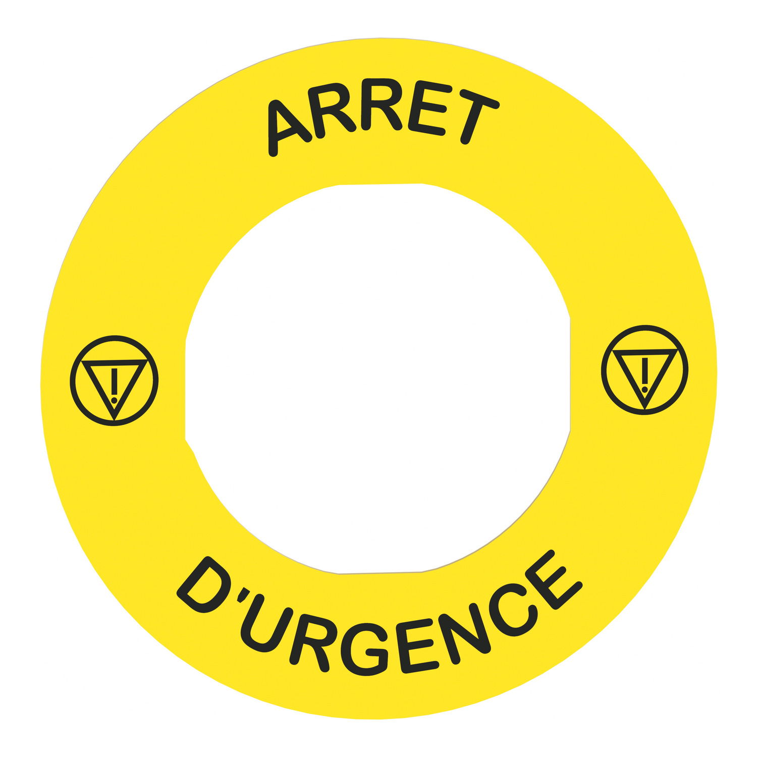 Legend holder Ø60 for emergency stop, plastic, yellow, for padlocking, marked ARRET D'URGENCE – Image 4 of 9