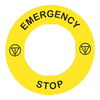 Legend holder Ø60 for emergency stop, plastic, yellow, for padlocking, marked EMERGENCY STOP
