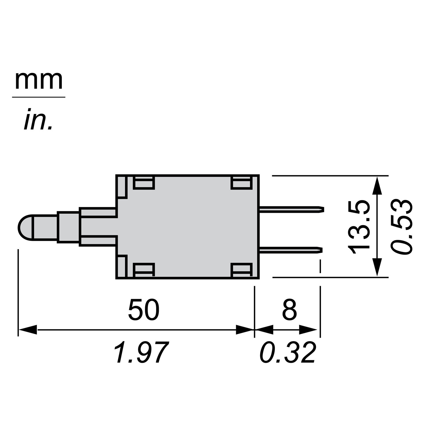 Yellow light block with body/fixing collar with integral LED 48...120V – Image 6 of 6