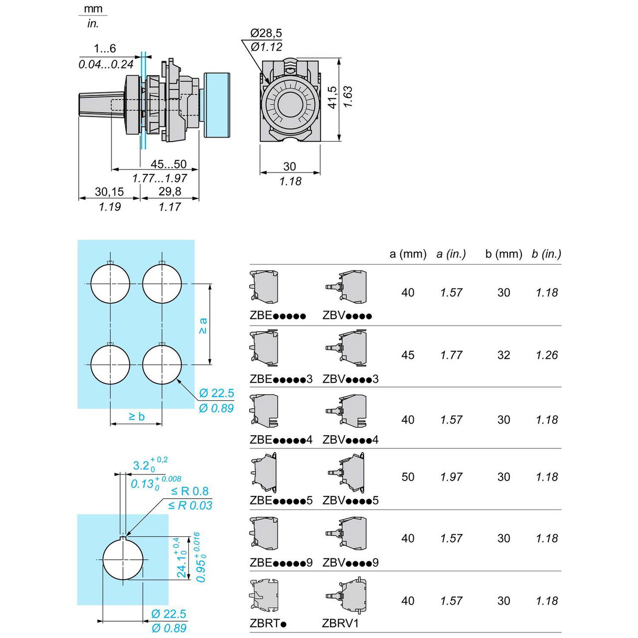 Harmony XB5, Potentiometer head, plastic,black, Ø22, for use with Ø 6 mm shaft – Image 9 of 13