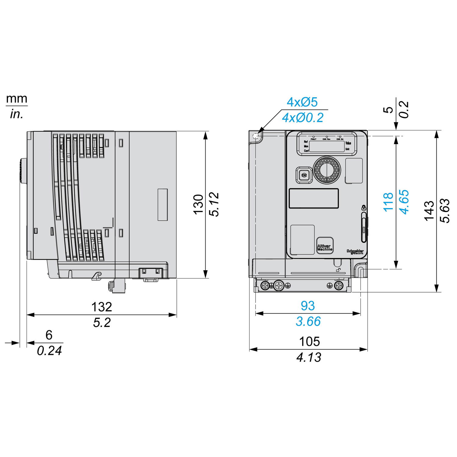 Variable speed drive, ATV320, 1.1 kW, 200…240 V, 3 phases, compact – Image 16 of 18