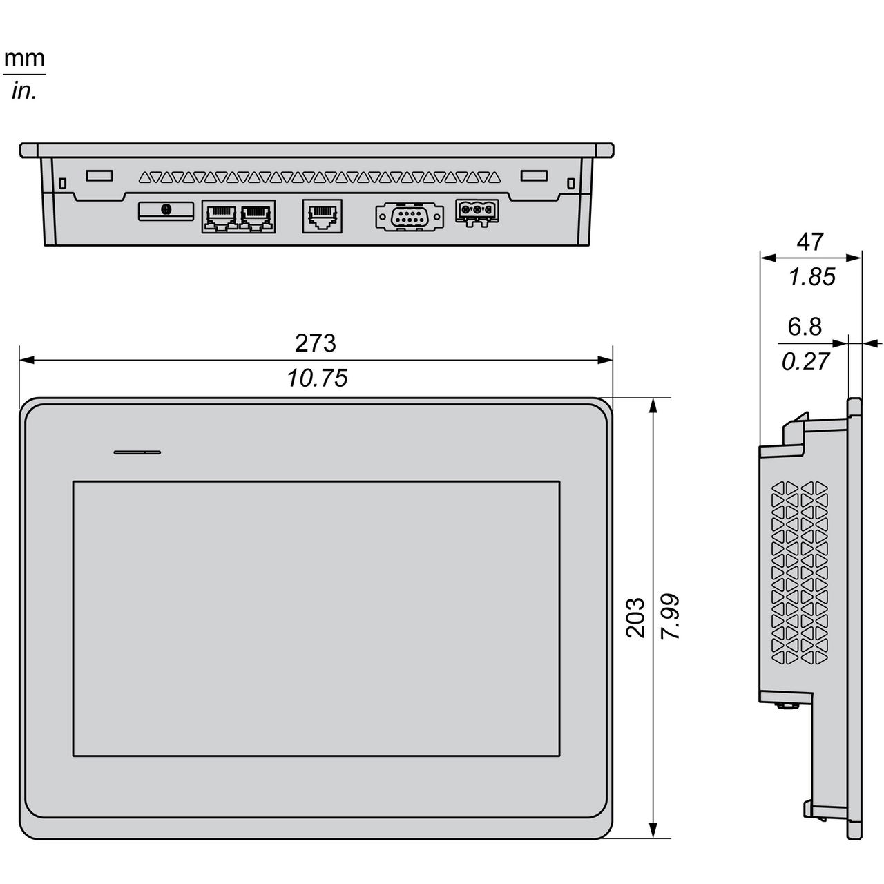 Touch panel screen, Harmony ST6, 10"W display, 2COM, 2Ethernet, USB host&device, 24 VDC – Image 14 of 16