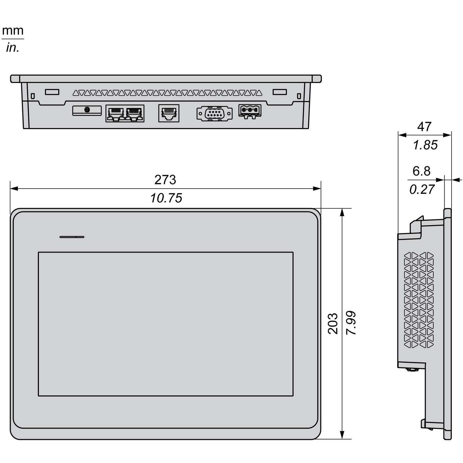 Touch panel screen, Harmony ST6, 10"W display, 2COM, 2Ethernet, USB host&device, 24 VDC – Image 14 of 16