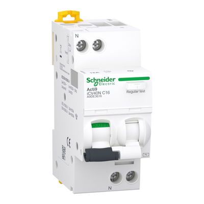 Residual current breaker with overcurrent protection (RCBO), Acti9 iCV40, 1P+N, 16 A, C Curve, 6000 A, 30 mA, AC type