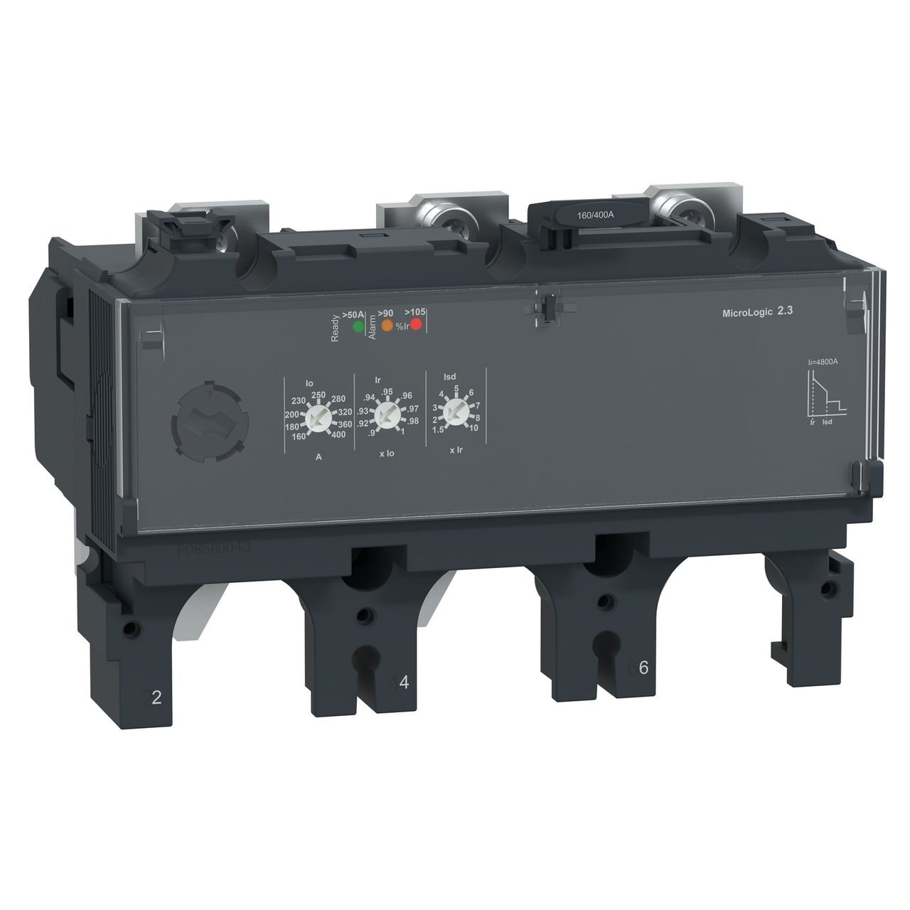 Trip unit MicroLogic 2.3 for ComPacT NSX 400/630 circuit breakers, electronic, rating 400A, 3 poles 3d