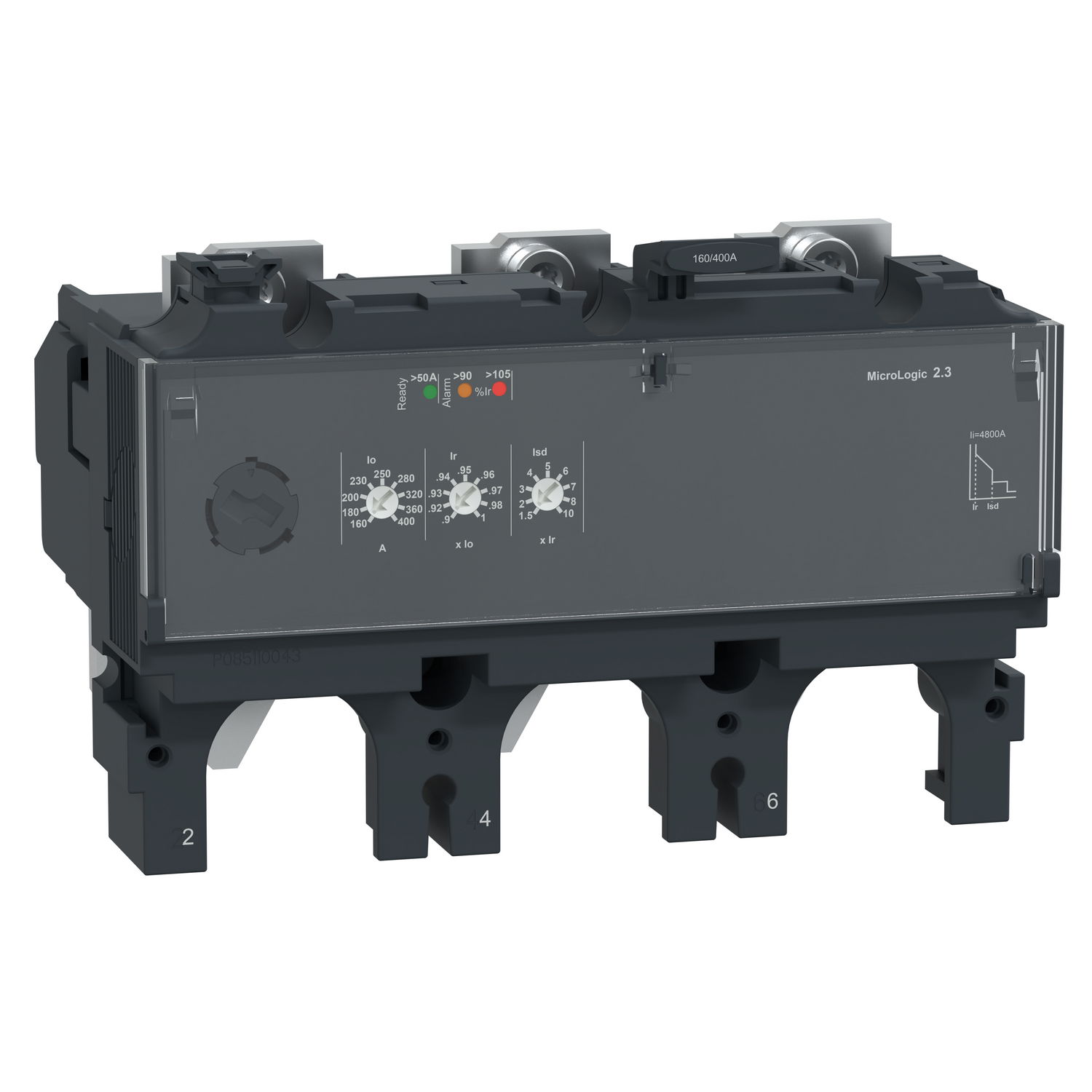 Trip unit MicroLogic 2.3 for ComPacT NSX 400/630 circuit breakers, electronic, rating 400A, 3 poles 3d