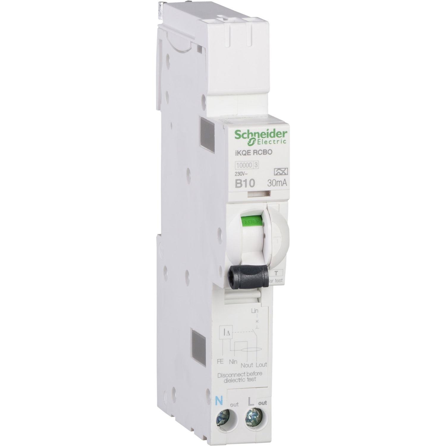 Acti9 - earth leakage circuit breaker - 1P + N - 10A - B - 30mA - 10000 A