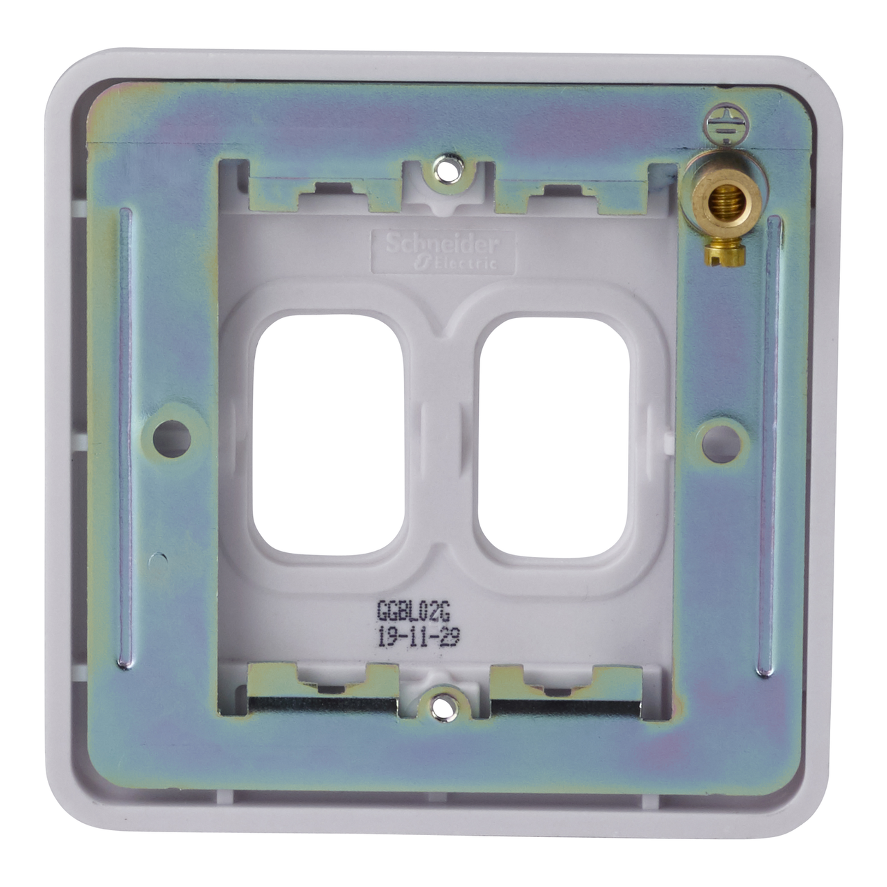"Lisse - white moulded - grid plate - 2 modules - 1 gang( Subject to availability)" – Image 2 of 3