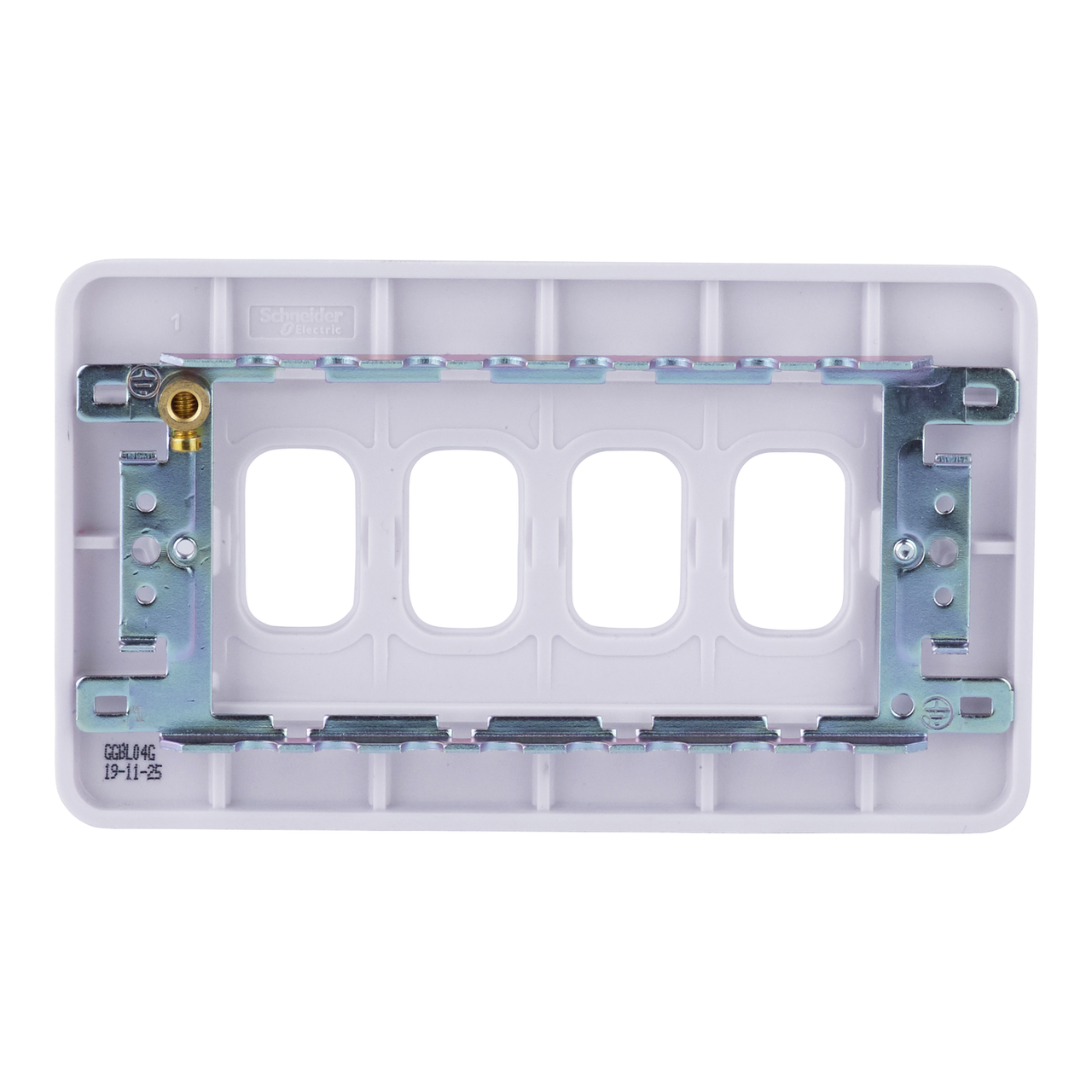 "Lisse - white moulded - grid plate - 4 modules - 2 gangs( Subject to availability)" – Image 2 of 3
