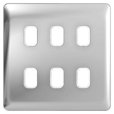"Lisse - Grid Plate - 6 module - Incl. Mounting Grid Polished Chrome with White( Subject to availability)"