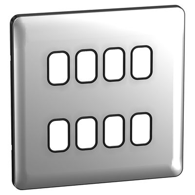 Lisse - Grid Plate - 8 module - Incl. Mounting Grid Polished Chrome with Black