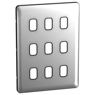 Lisse - Grid Plate - 9 module - Incl. Mounting Grid Polished Chrome with Black