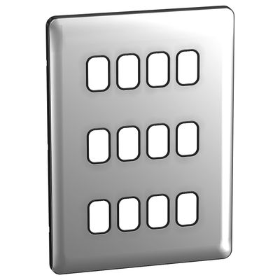Lisse - Grid Plate - 12 module - Incl. Mounting Grid Polished Chrome with Black