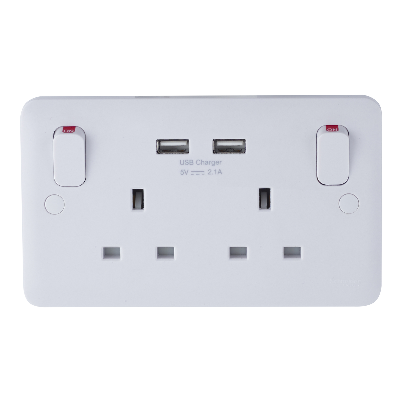 "Lisse White Moulded - Twin Socket combined 2 x USB SP 2.1 A., Pack - White( Subject to availability)"