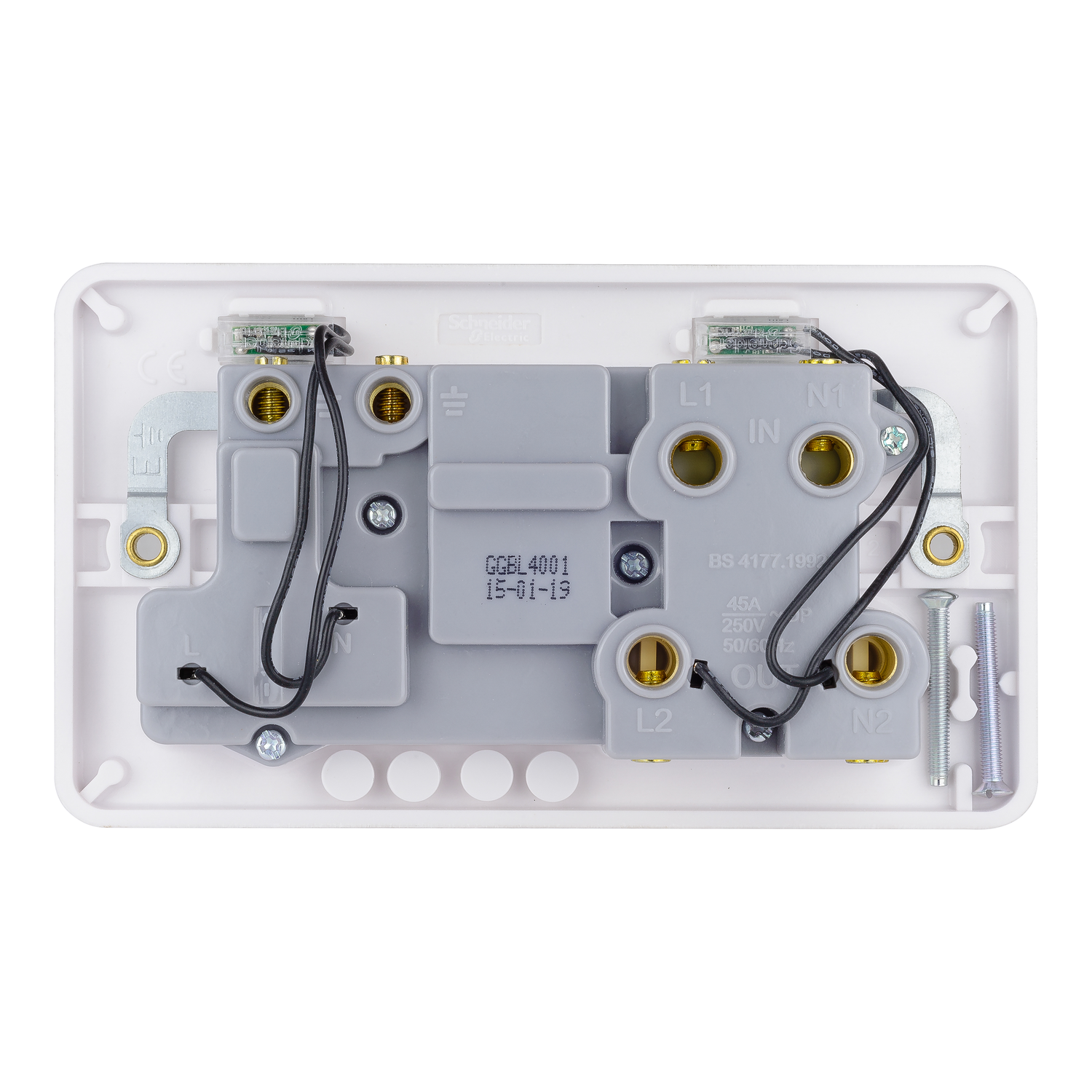 "Lisse - Cooker Control Unit - 2 gangs - LED Ind - 45A white moulded( Subject to availability)" – Image 2 of 3
