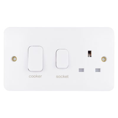 "Lisse - Cooker Control Unit - 2 gangs - LED Ind - 45A white moulded( Subject to availability)"