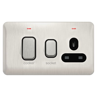 "Lisse - Cooker Control Unit with 13A Socket LED Ind 45A DP Stainless Stl with Bl( Subject to availability)"