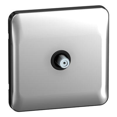 Lisse - Satellite Socket F Type - 1 gang Polished chrome with Black Interior