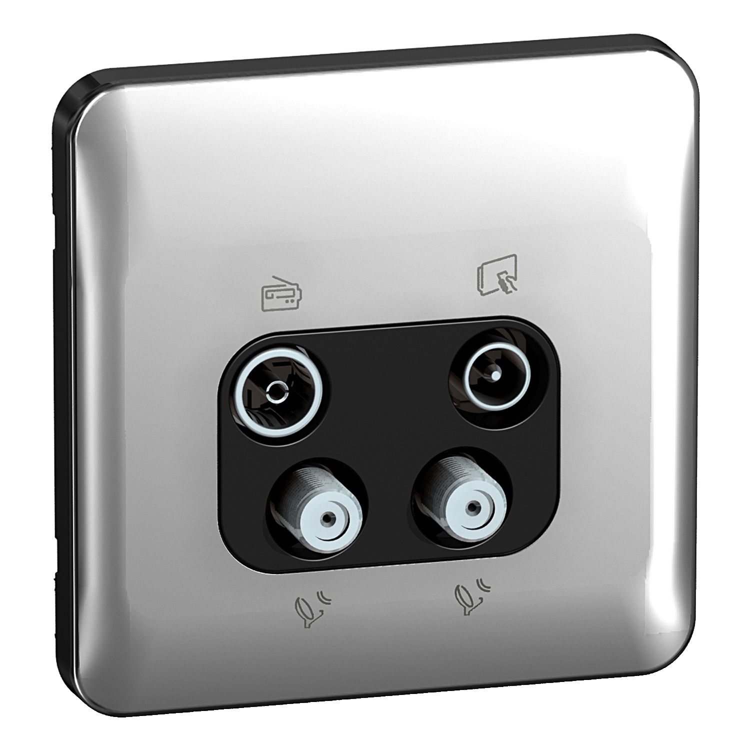 Lisse - TV/FM/2xSAT - Quadplex Polished chrome with Black Interior
