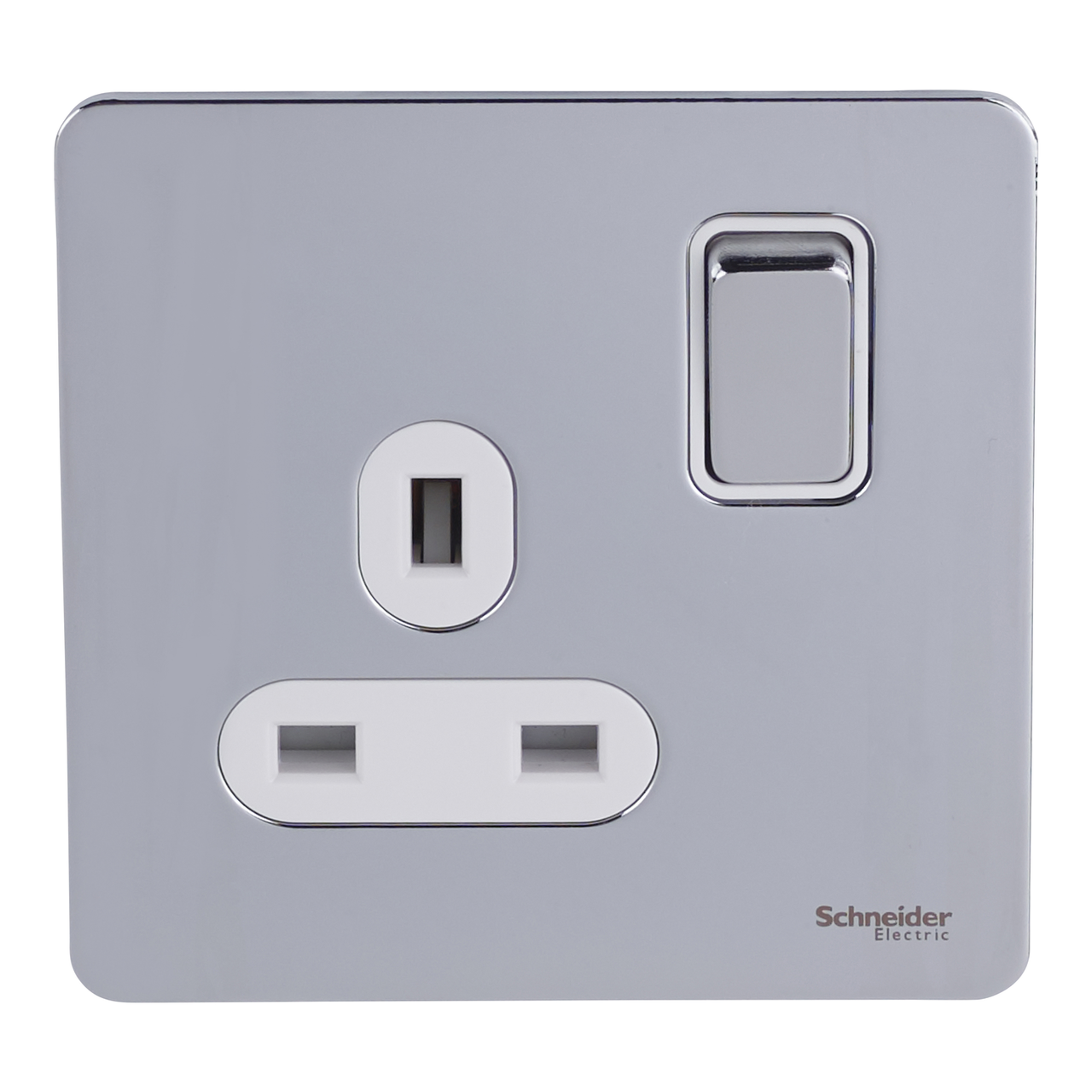 "Ultimate Screwless flat plate - switched socket - 2P - 1 gang - chrome( Subject to availability)"