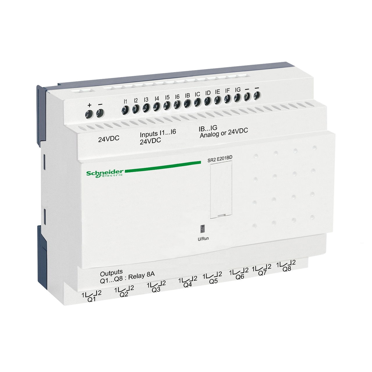 Compact smart relay Zelio Logic - 20 I O - 24 V DC - clock - no display