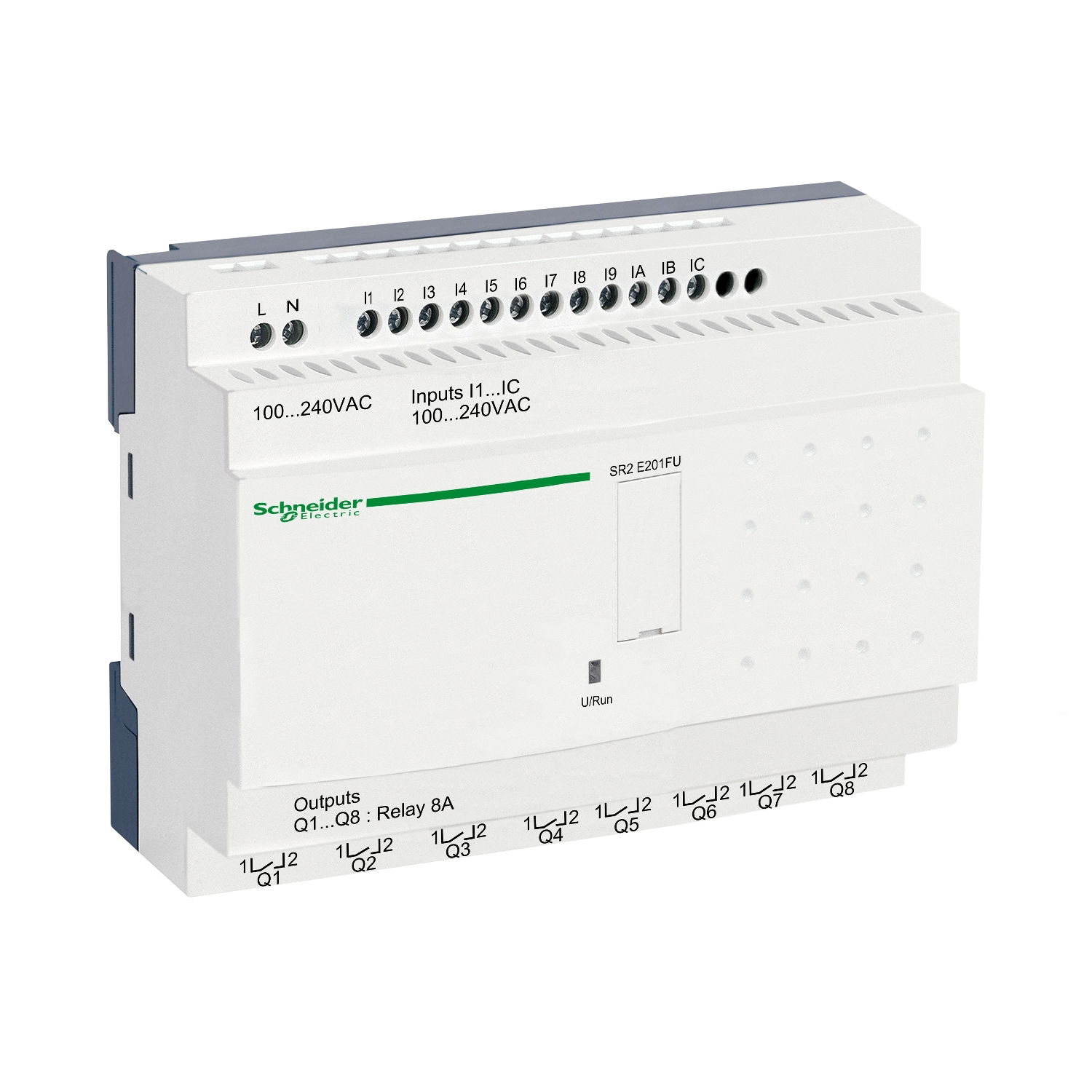 Compact smart relay Zelio Logic - 20 I O - 100..240 V AC - clock - no display