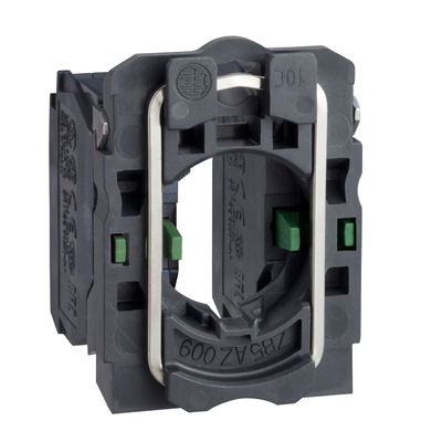 Single contact block with body/fixing collar, plastic, screw clamp terminal, 2 NO