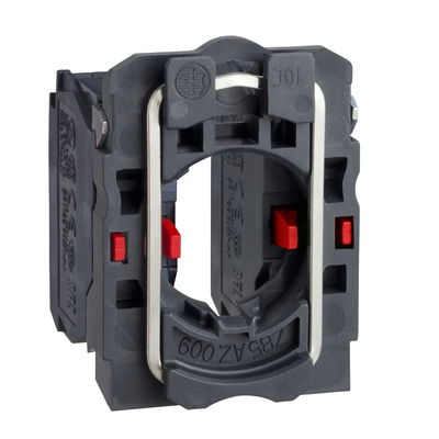 Single contact block with body/fixing collar, plastic, screw clamp terminal, 2 NC