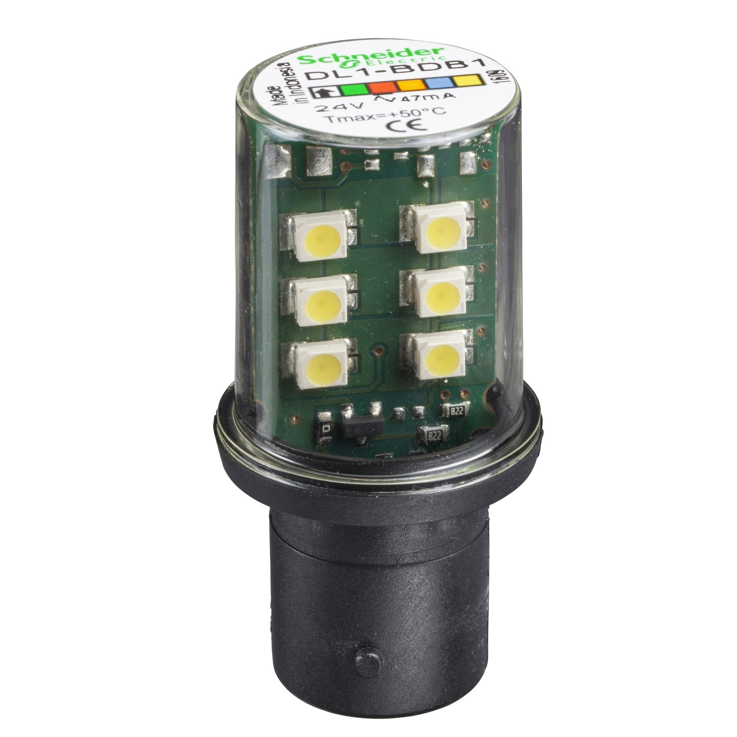 WHITE LED BA15D 24VAC/DC