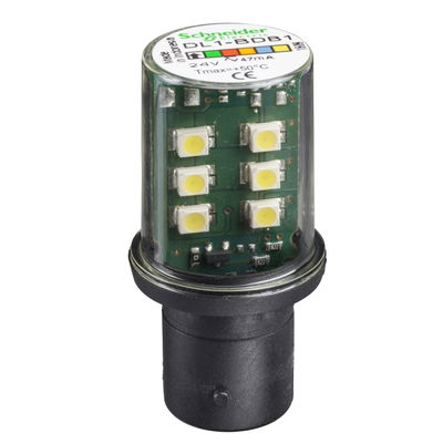 WHITE LED BA15D 24VAC/DC
