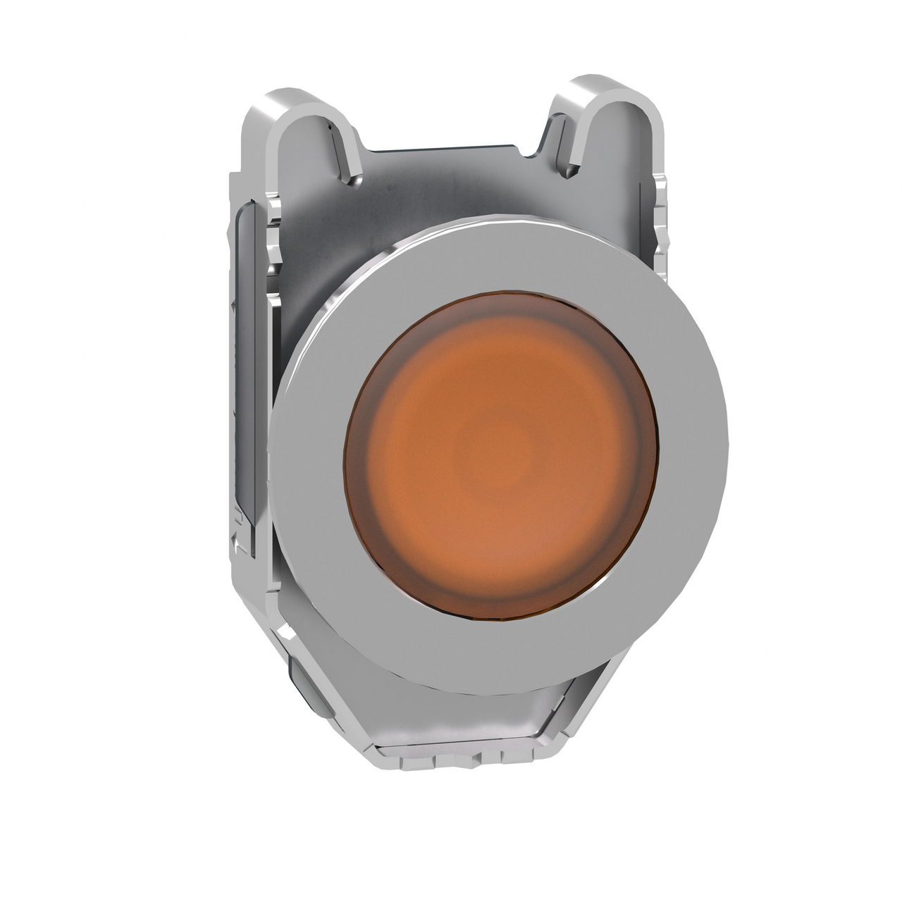 Head for pilot light, Harmony XB4, metal, orange flush mounted, 30mm, universal LED, plain lens