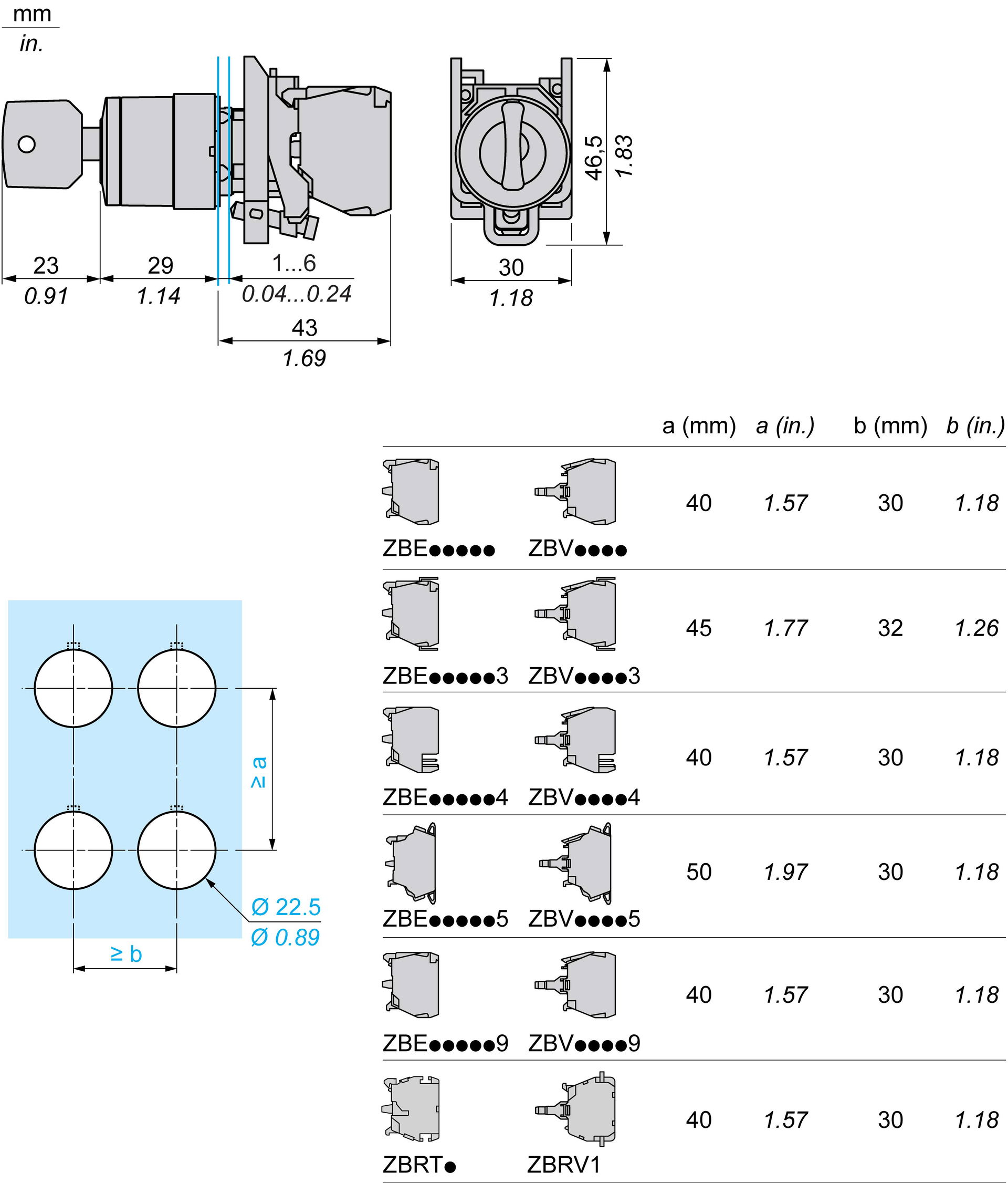 Key switch selector, metal, black, Ø22, key n°455, 2 positions, stay put, 1 NO – Image 11 of 13