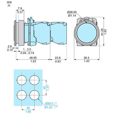 Harmony XB5, Flush mounting kit Ø30 for push buttons and pilot lights Ø22, plastic – Image 7 of 10