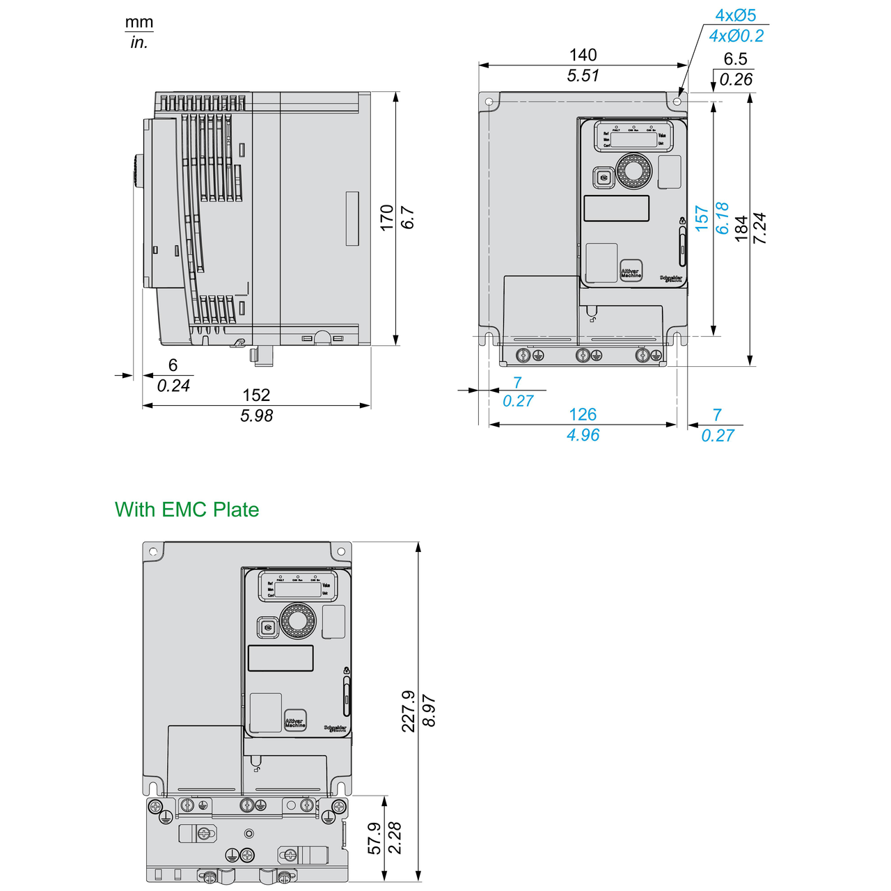 Variable speed drive, ATV320, 4 kW, 380…500 V, 3 phases, compact – Image 15 of 18