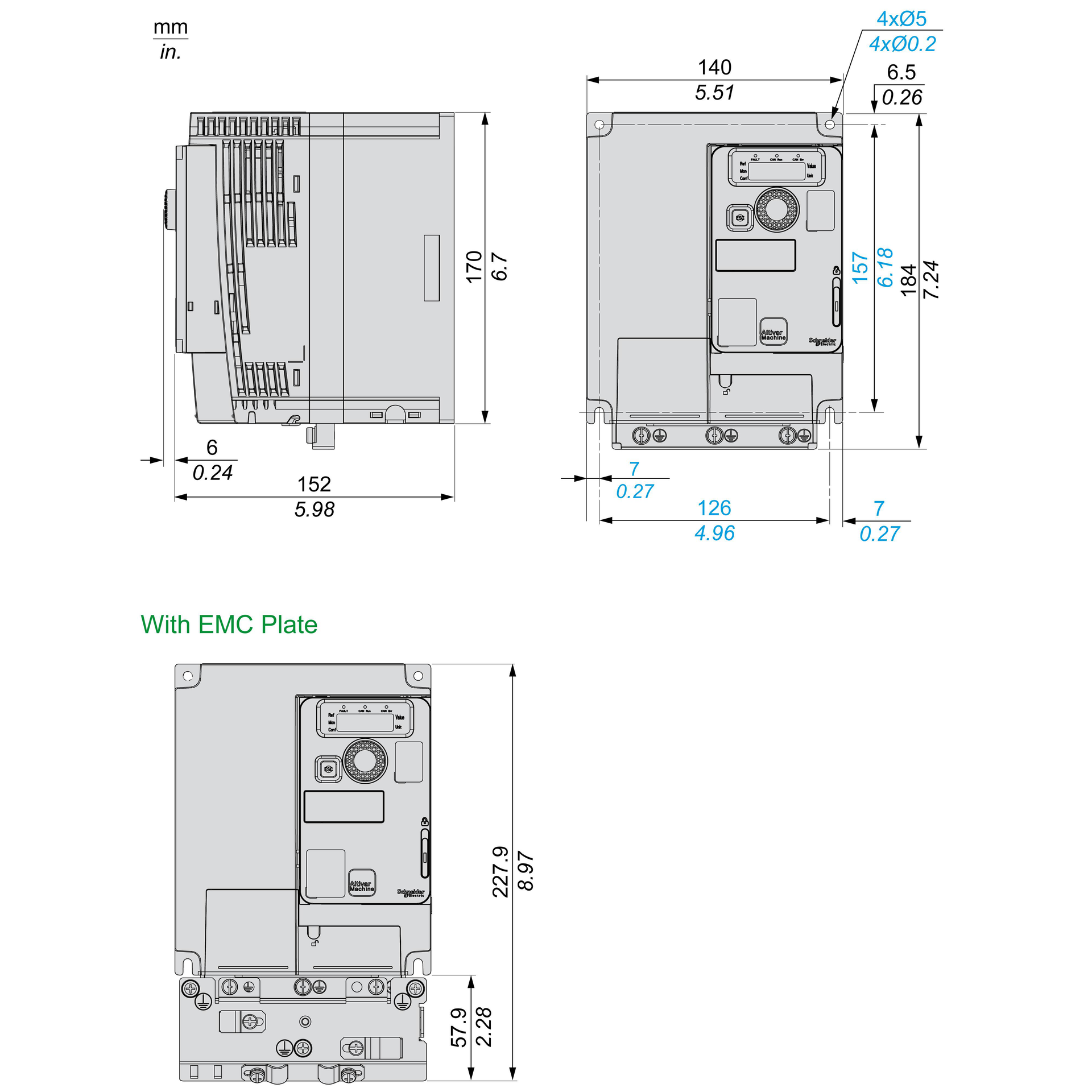 Variable speed drive, ATV320, 4 kW, 380…500 V, 3 phases, compact – Image 15 of 18