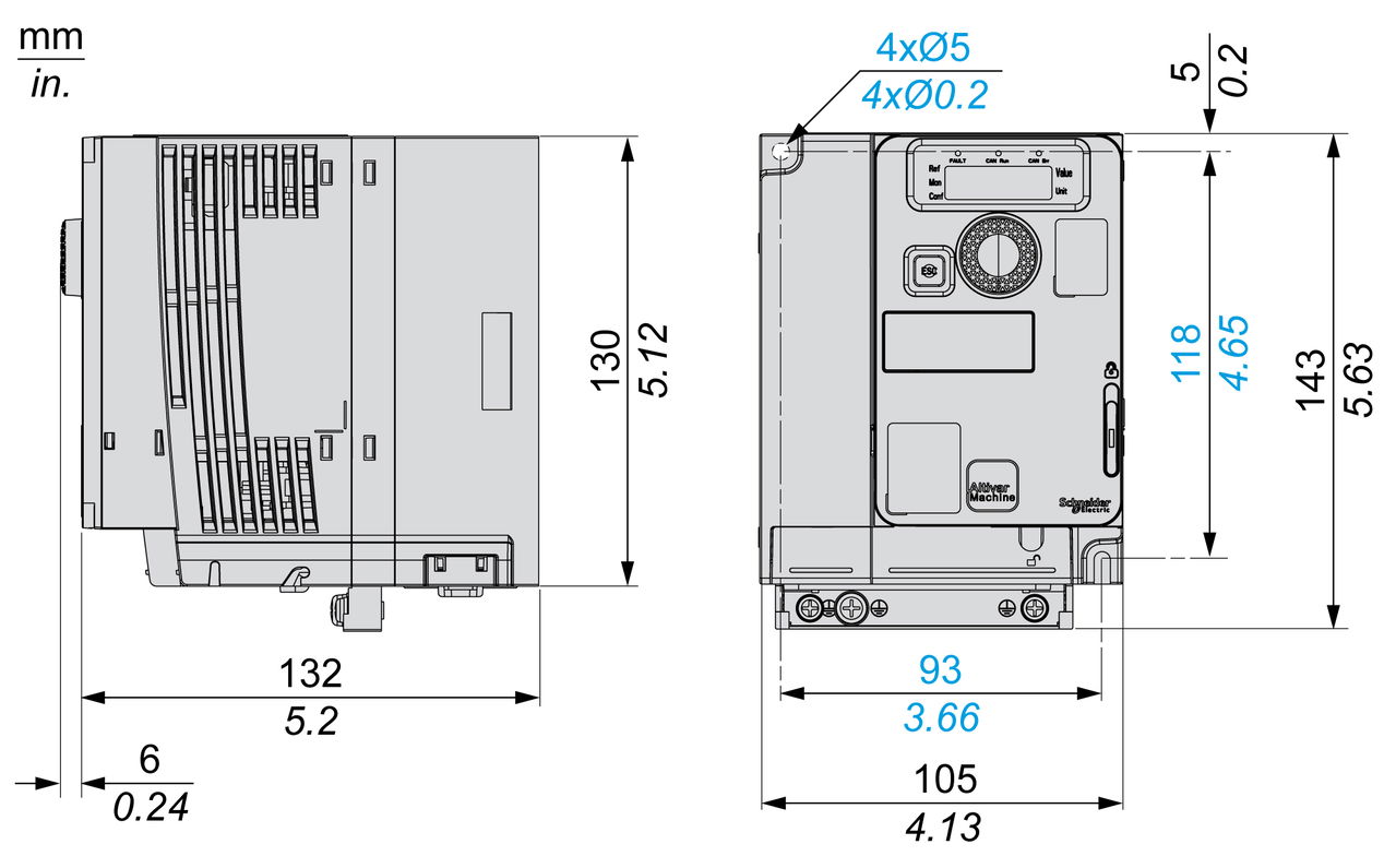 Variable speed drive, ATV320, 1.1 kW, 200…240 V, 3 phases, compact – Image 11 of 18
