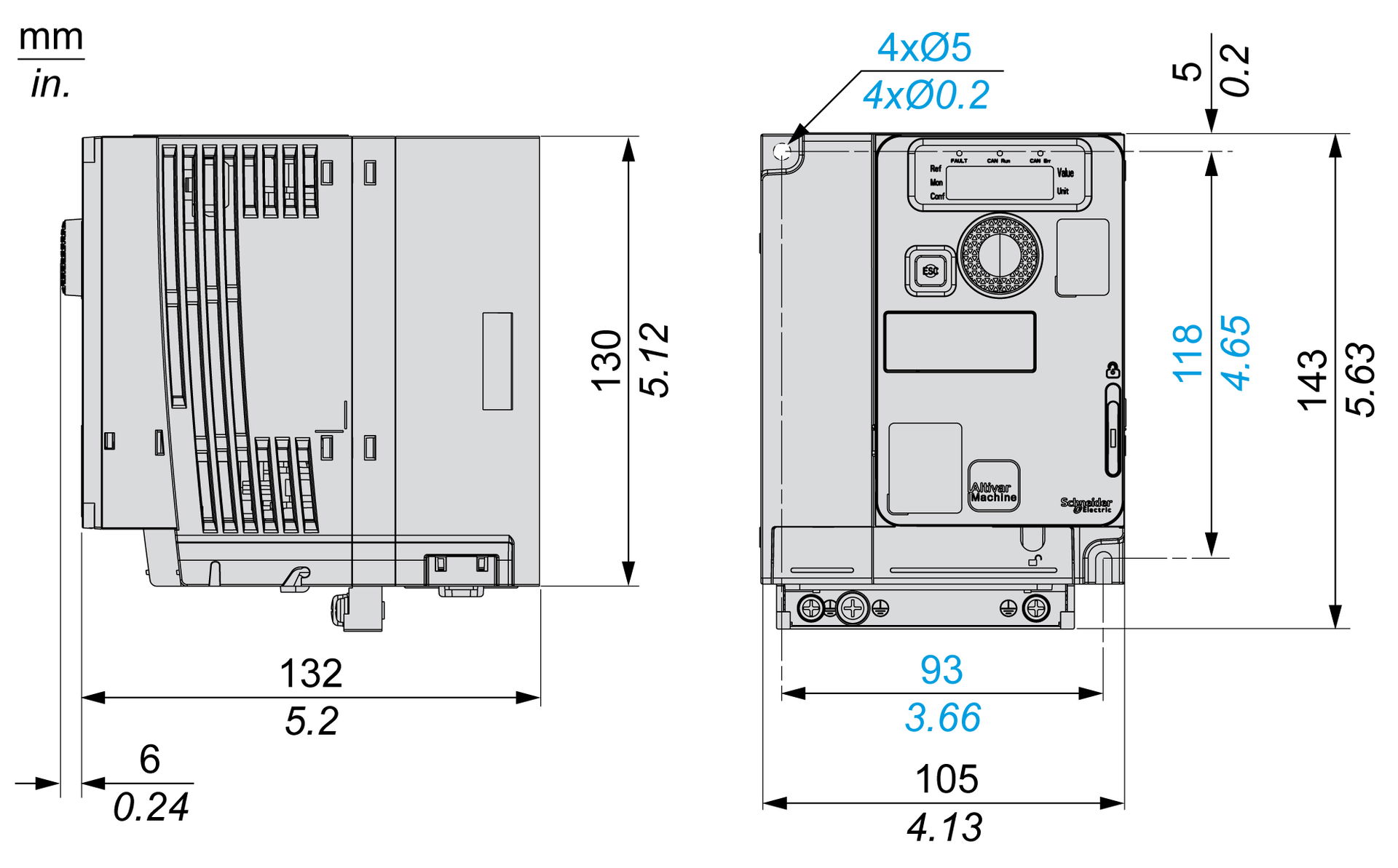Variable speed drive, ATV320, 1.1 kW, 200…240 V, 3 phases, compact – Image 11 of 18