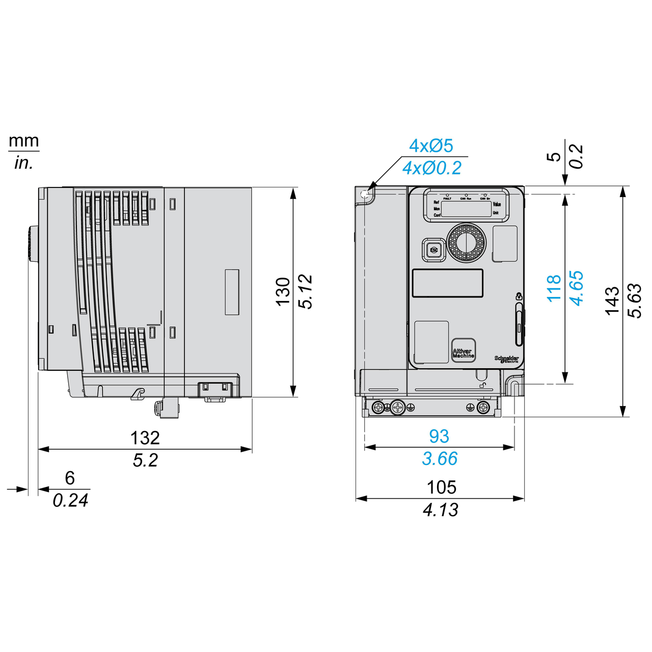 Variable speed drive, ATV320, 1.1 kW, 200…240 V, 3 phases, compact – Image 15 of 18