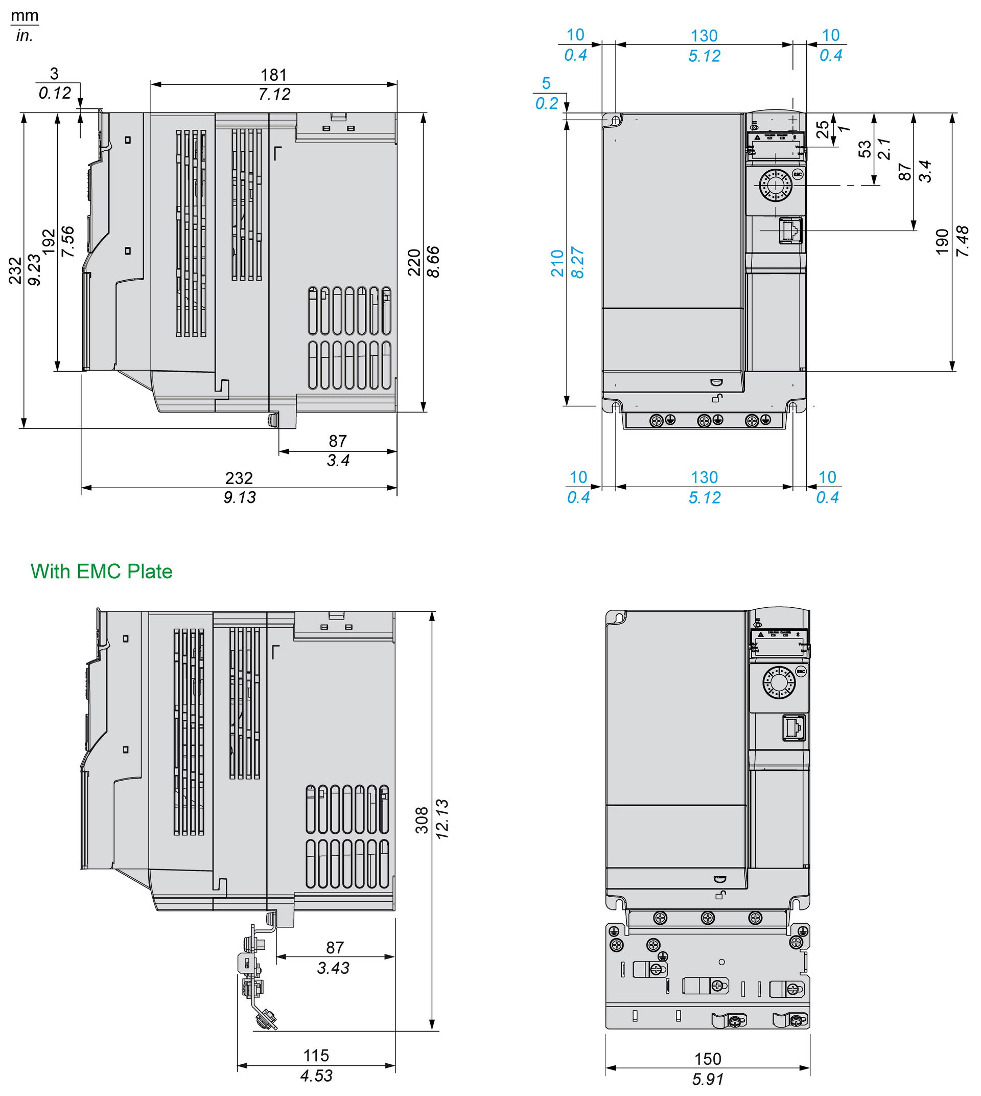 Variable speed drive, ATV320, 7.5 kW, 380…500 V, 3 phases, book – Image 11 of 14