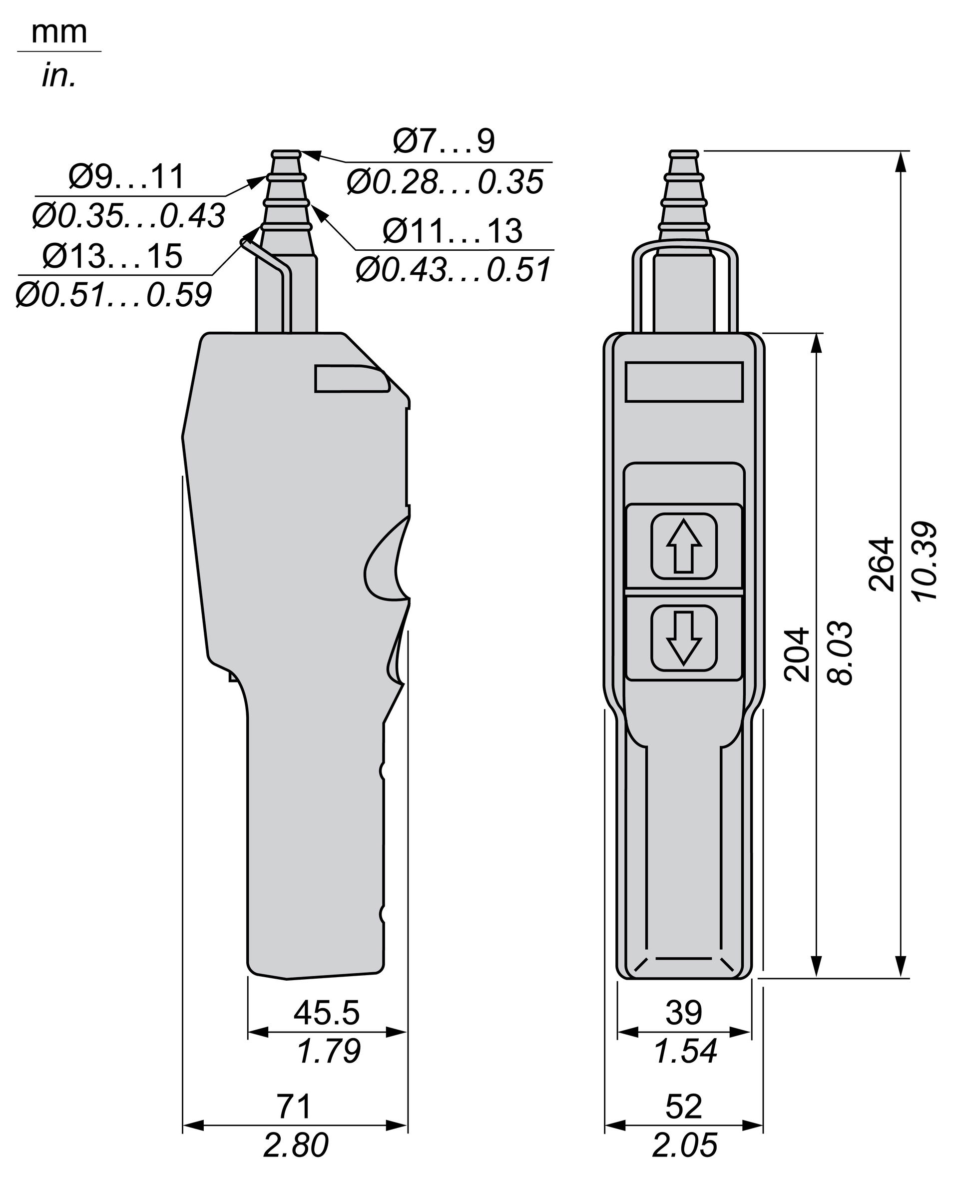 Pendant control station, plastic, yellow, pistol grip, 2 push buttons – Image 11 of 15