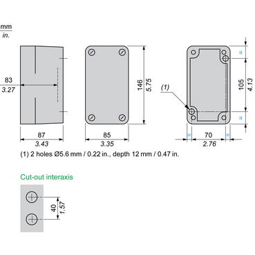 Empty control station - XAP-A - plastic - 2 horizontal openings – Image 12 of 16
