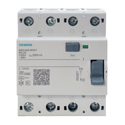 125A 300mA 4P Time Delay Type A 5SV3 RCCB