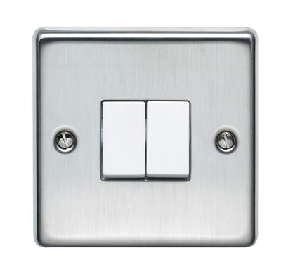 10AX 2 Gang 2 Way Switch Stainless Steel Finish