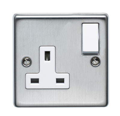 13A 1 Gang Single Pole Switched Socket Stainless Steel Finish