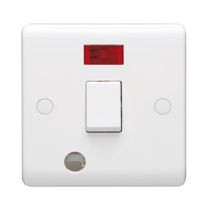 20A 1 Gang Double Pole Control Switch With Neon Indicator & Flex Outlet
