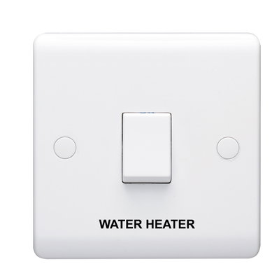 20A 1 Gang Double Pole Control Switch Printed 'Water Heater'