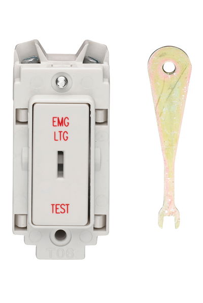 20A Double Pole Grid Key Switch Module Printed 'Emergency Light Test'